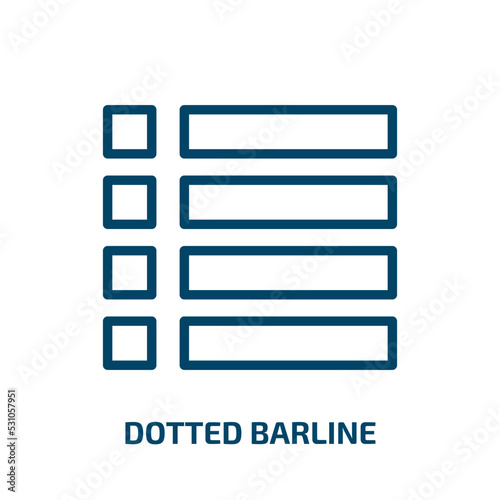 dotted barline icon from music and media collection. Thin linear dotted barline, button, music outline icon isolated on white background. Line vector dotted barline sign, symbol for web and mobile