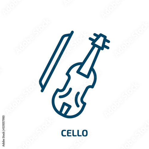 cello icon from music and media collection. Thin linear cello, music, orchestra outline icon isolated on white background. Line vector cello sign, symbol for web and mobile
