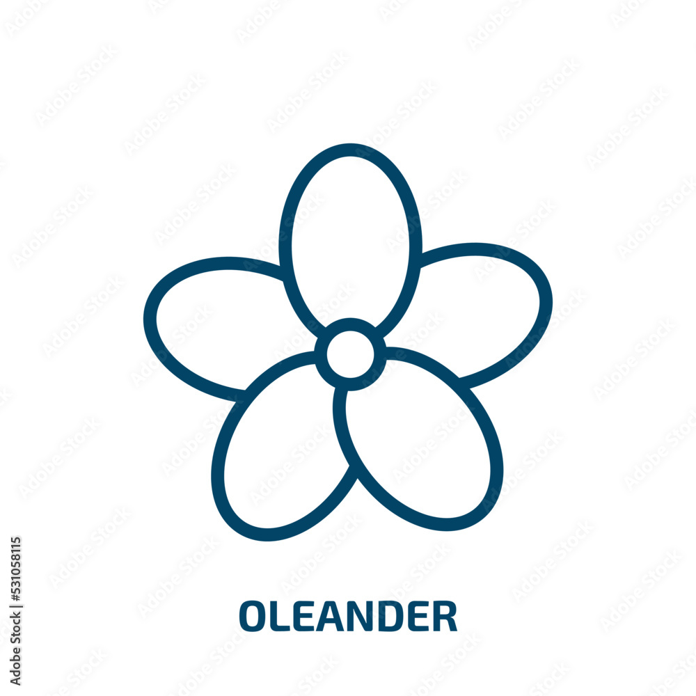 oleander icon from nature collection. Thin linear oleander, garden, botany outline icon isolated on white background. Line vector oleander sign, symbol for web and mobile oleander icon from nature collection. Thin linear oleander, garden, botany outline icon isolated on white background. Line vector oleander sign, symbol for web and mobile