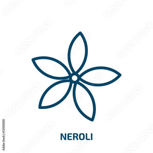 neroli icon from nature collection. Thin linear neroli, lavender, plant outline icon isolated on white background. Line vector neroli sign, symbol for web and mobile