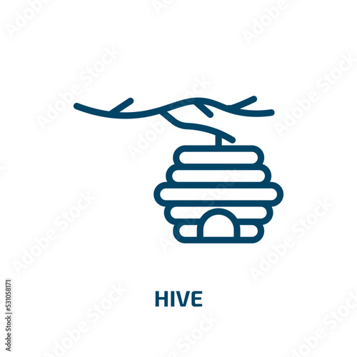 hive icon from nature collection. Thin linear hive, insect, bee outline icon isolated on white background. Line vector hive sign, symbol for web and mobile