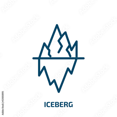 iceberg icon from nature collection. Thin linear iceberg, simple, ice outline icon isolated on white background. Line vector iceberg sign, symbol for web and mobile