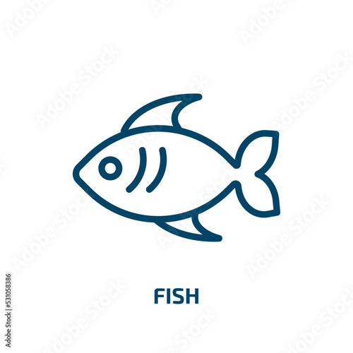 fish icon from nautical collection. Thin linear fish  food  meat outline icon isolated on white background. Line vector fish sign  symbol for web and mobile