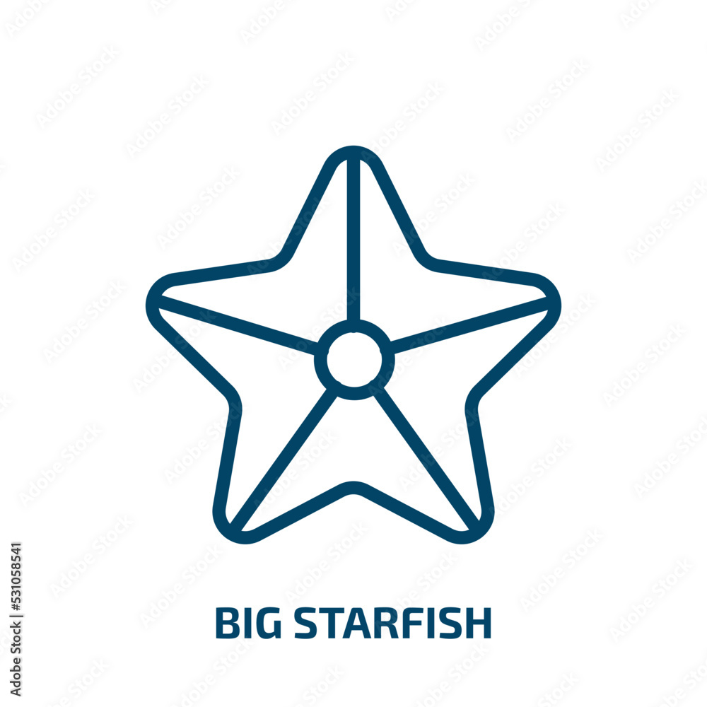 big starfish icon from nautical collection. Thin linear big starfish, starfish, collection outline icon isolated on white background. Line vector big starfish sign, symbol for web and mobile big starfish icon from nautical collection. Thin linear big starfish, starfish, collection outline icon isolated on white background. Line vector big starfish sign, symbol for web and mobile