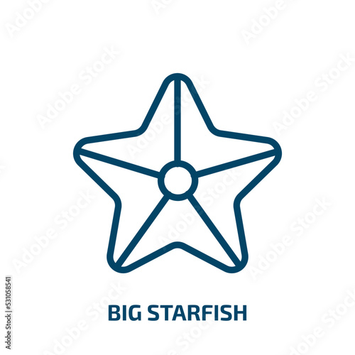 big starfish icon from nautical collection. Thin linear big starfish, starfish, collection outline icon isolated on white background. Line vector big starfish sign, symbol for web and mobile