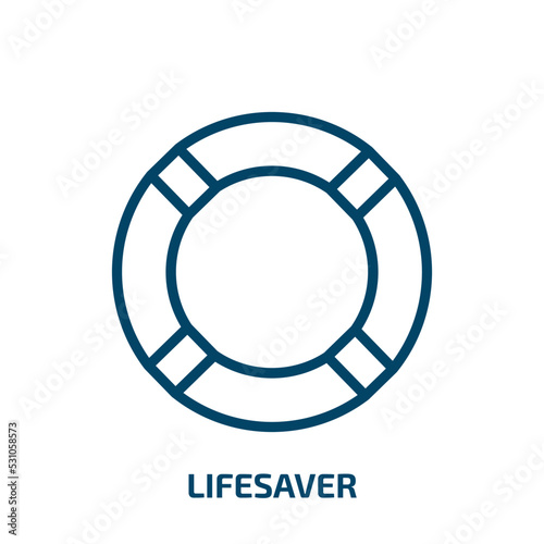 lifesaver icon from nautical collection. Thin linear lifesaver, safety, security outline icon isolated on white background. Line vector lifesaver sign, symbol for web and mobile