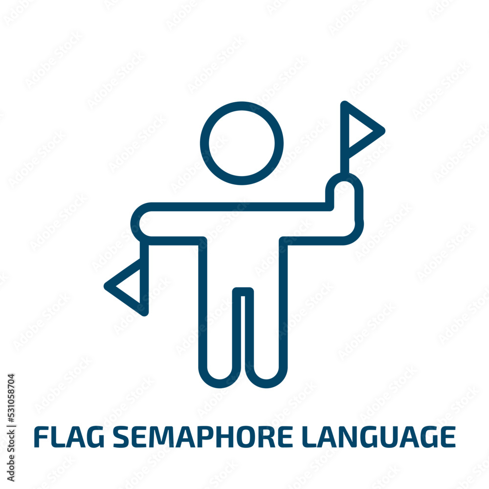 flag semaphore language icon from people collection. Thin linear flag semaphore language, flag, navy outline icon isolated on white background. Line vector flag semaphore language sign, symbol for web flag semaphore language icon from people collection. Thin linear flag semaphore language, flag, navy outline icon isolated on white background. Line vector flag semaphore language sign, symbol for web