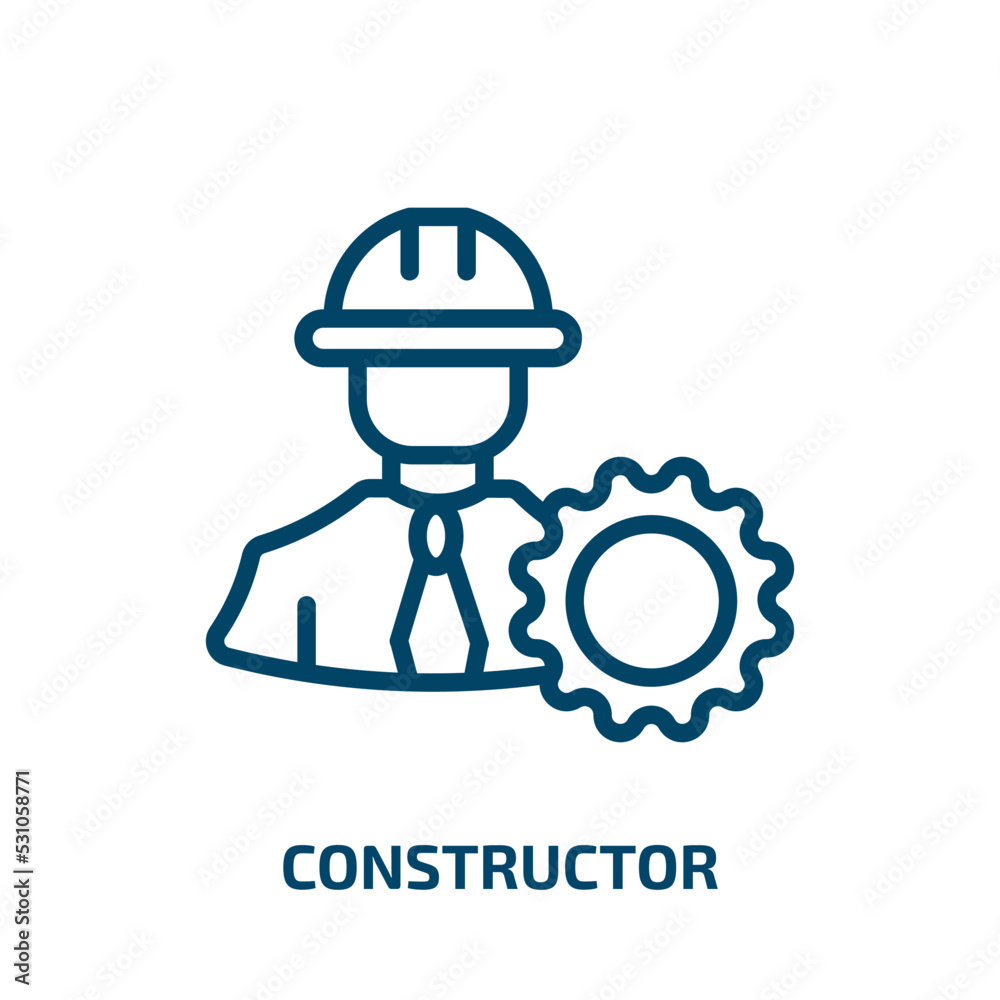 constructor icon from people collection. Thin linear constructor, equipment, building outline icon isolated on white background. Line vector constructor sign, symbol for web and mobile constructor icon from people collection. Thin linear constructor, equipment, building outline icon isolated on white background. Line vector constructor sign, symbol for web and mobile