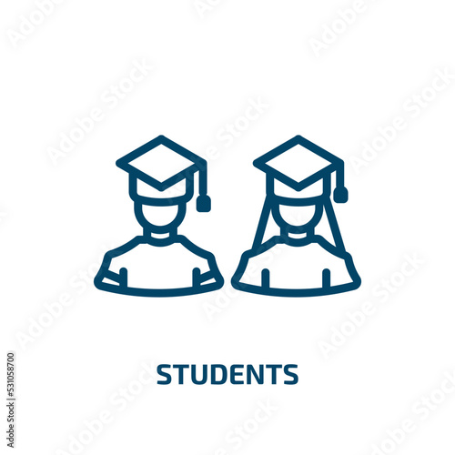 students icon from people collection. Thin linear students, study, student outline icon isolated on white background. Line vector students sign, symbol for web and mobile