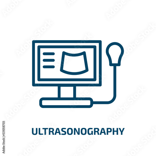 ultrasonography icon from people collection. Thin linear ultrasonography, medical, ultrasonic outline icon isolated on white background. Line vector ultrasonography sign, symbol for web and mobile
