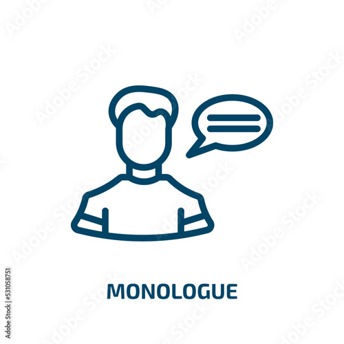 monologue icon from people collection. Thin linear monologue, speech, cloud outline icon isolated on white background. Line vector monologue sign, symbol for web and mobile