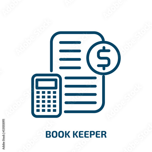 book keeper icon from people collection. Thin linear book keeper, businessman, person outline icon isolated on white background. Line vector book keeper sign, symbol for web and mobile