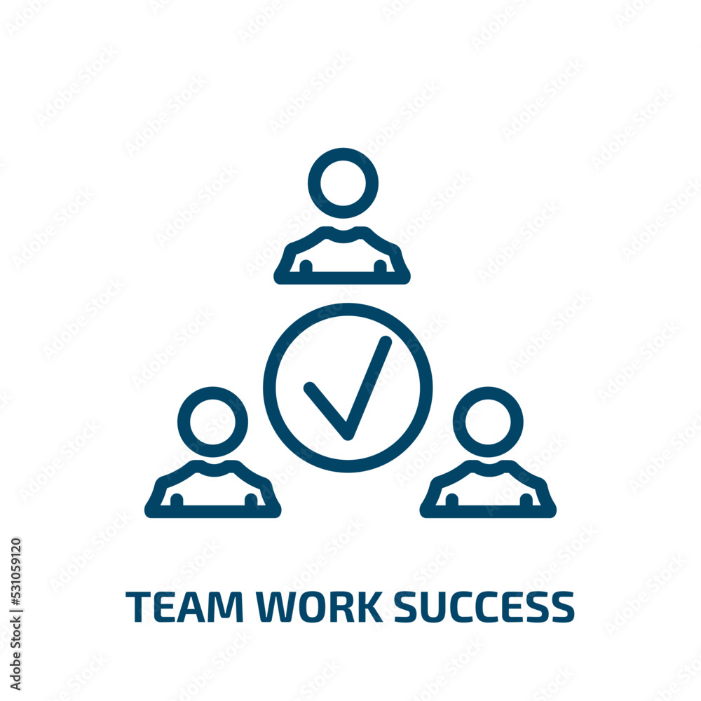 team work success icon from people collection. Thin linear team work success, success, work outline icon isolated on white background. Line vector team work success sign, symbol for web and mobile team work success icon from people collection. Thin linear team work success, success, work outline icon isolated on white background. Line vector team work success sign, symbol for web and mobile