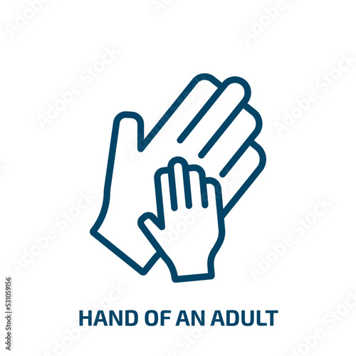 hand of an adult icon from people collection. Thin linear hand of an adult, person, adult outline icon isolated on white background. Line vector hand of an adult sign, symbol for web and mobile © Farahim