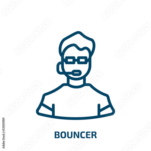 bouncer icon from professions & jobs collection. Thin linear bouncer, child, kid outline icon isolated on white background. Line vector bouncer sign, symbol for web and mobile