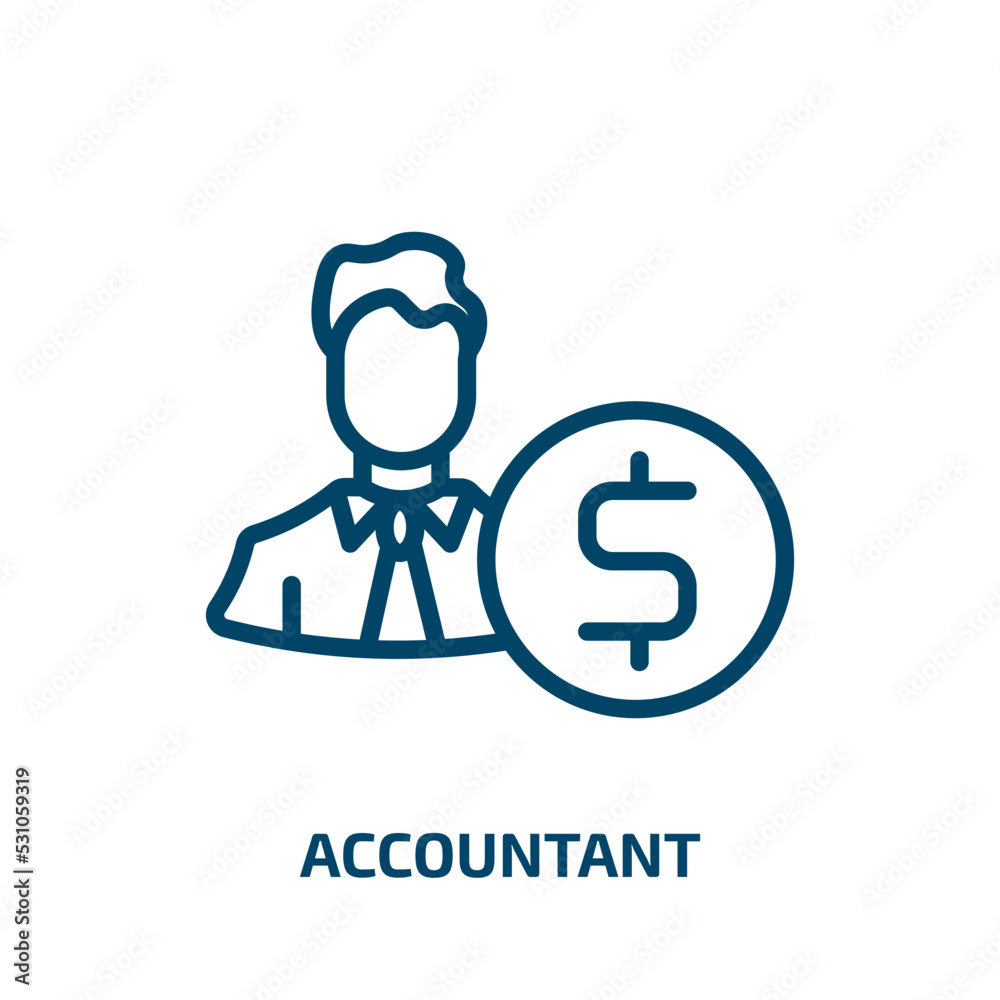 accountant icon from professions collection. Thin linear accountant, business, financial outline icon isolated on white background. Line vector accountant sign, symbol for web and mobile accountant icon from professions collection. Thin linear accountant, business, financial outline icon isolated on white background. Line vector accountant sign, symbol for web and mobile