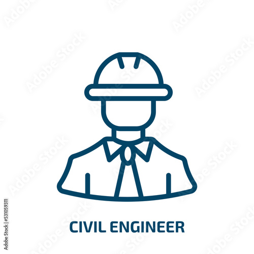 civil engineer icon from professions collection. Thin linear civil engineer, engineering, equipment outline icon isolated on white background. Line vector civil engineer sign, symbol for web and