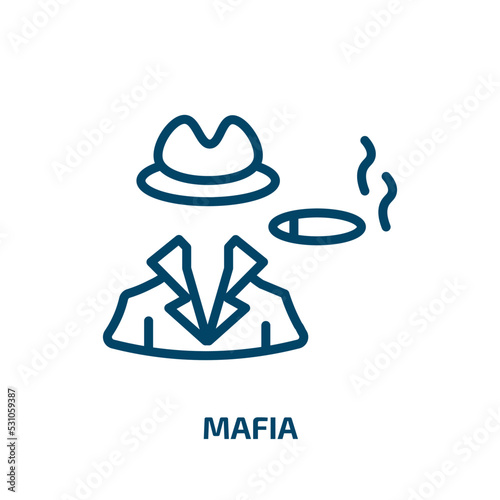 mafia icon from professions collection. Thin linear mafia, glasses, crime outline icon isolated on white background. Line vector mafia sign, symbol for web and mobile