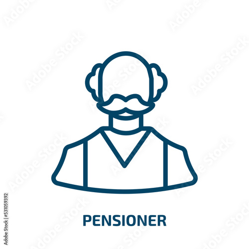 pensioner icon from professions collection. Thin linear pensioner, human, people outline icon isolated on white background. Line vector pensioner sign, symbol for web and mobile