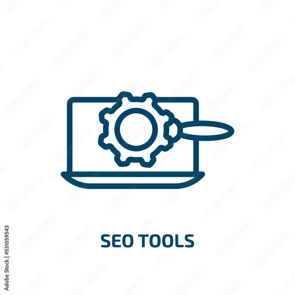 seo tools icon from programming collection. Thin linear seo tools, internet, seo outline icon isolated on white background. Line vector seo tools sign, symbol for web and mobile seo tools icon from programming collection. Thin linear seo tools, internet, seo outline icon isolated on white background. Line vector seo tools sign, symbol for web and mobile