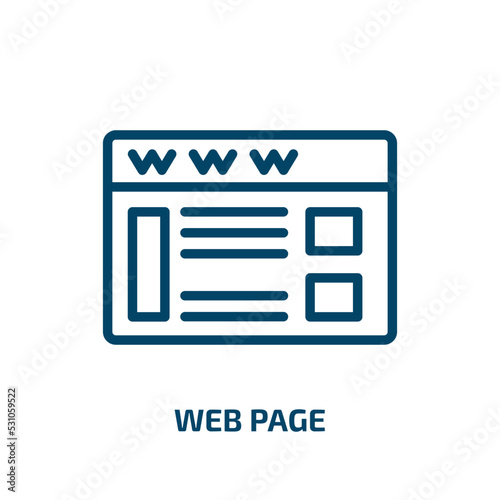 web page icon from programming collection. Thin linear web page, business, page outline icon isolated on white background. Line vector web page sign, symbol for web and mobile