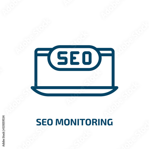 seo monitoring icon from programming collection. Thin linear seo monitoring, data, network outline icon isolated on white background. Line vector seo monitoring sign, symbol for web and mobile