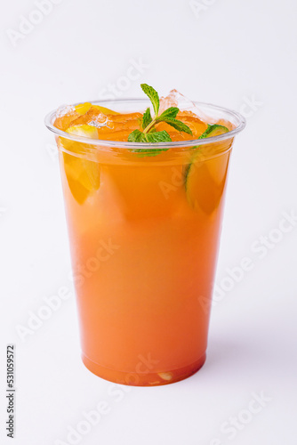 Chinese orange juice with ice and mint
