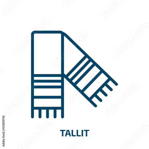 tallit icon from religion collection. Thin linear tallit, jewish, jew outline icon isolated on white background. Line vector tallit sign, symbol for web and mobile