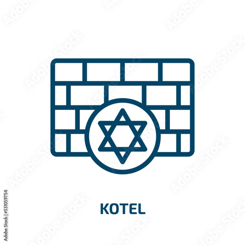 kotel icon from religion collection. Thin linear kotel, jewish, jerusalem outline icon isolated on white background. Line vector kotel sign, symbol for web and mobile