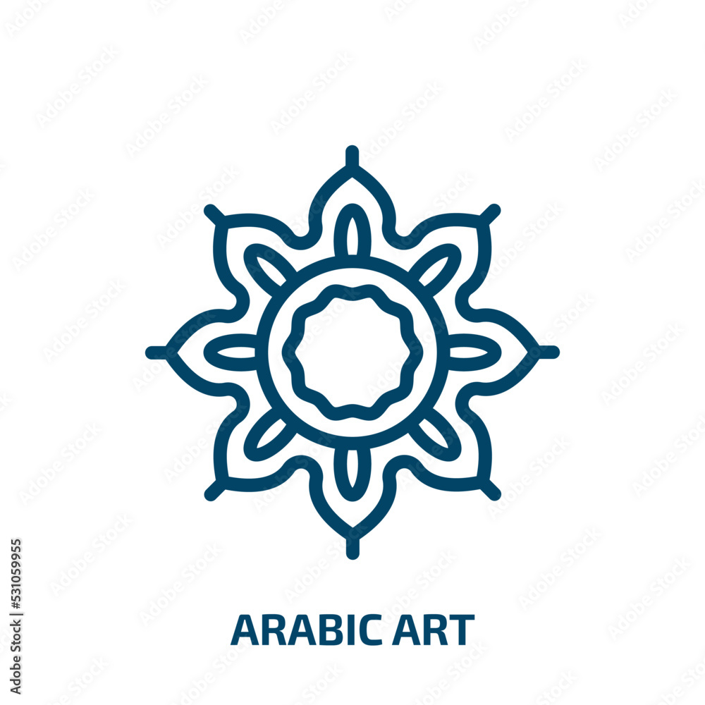 arabic art icon from religion collection. Thin linear arabic art, islamic, religious outline icon isolated on white background. Line vector arabic art sign, symbol for web and mobile