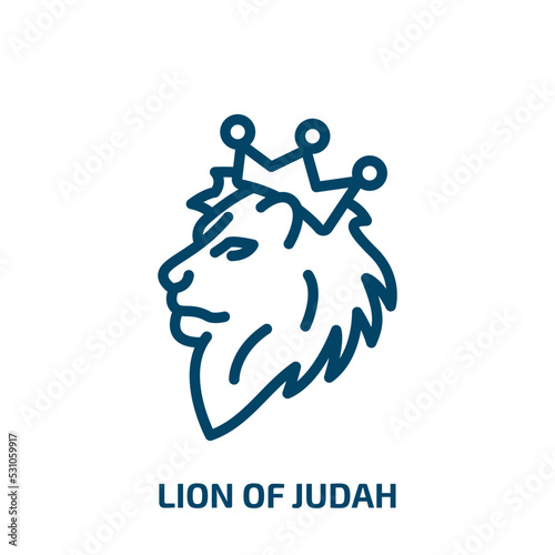 lion of judah icon from religion collection. Thin linear lion of judah, jamaica, rasta outline icon isolated on white background. Line vector lion of judah sign, symbol for web and mobile