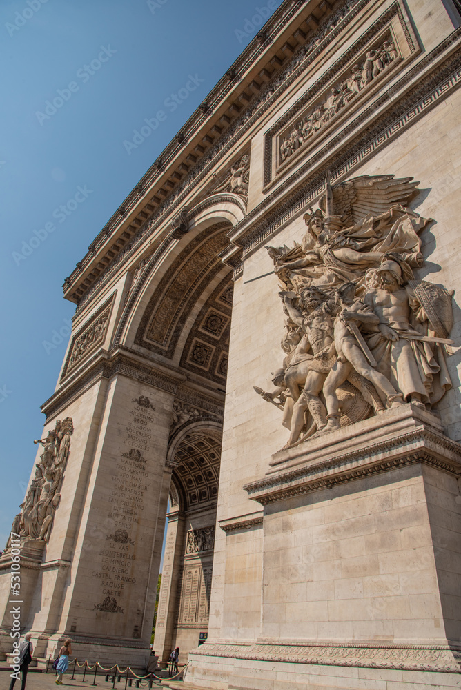Paris, france. August 2022. The Arc de Triomph on the Place d'Etoile in Paris.