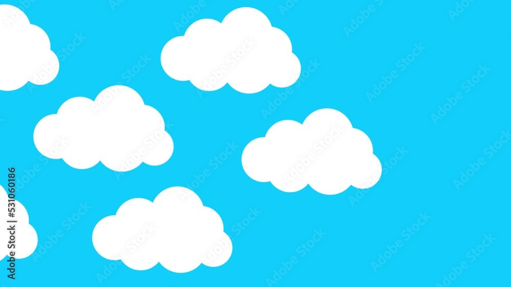 Animation of clouds moving with blue sky background. Animation of clouds moving across cartoon style blue sky Animation of clouds moving with blue sky background. Animation of clouds moving across cartoon style blue sky