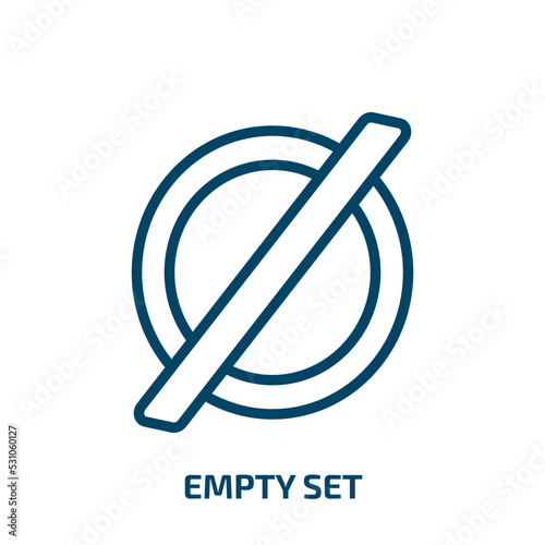 empty set symbol icon from signs collection. Thin linear empty set symbol, empty, business outline icon isolated on white background. Line vector empty set symbol sign, symbol for web and mobile