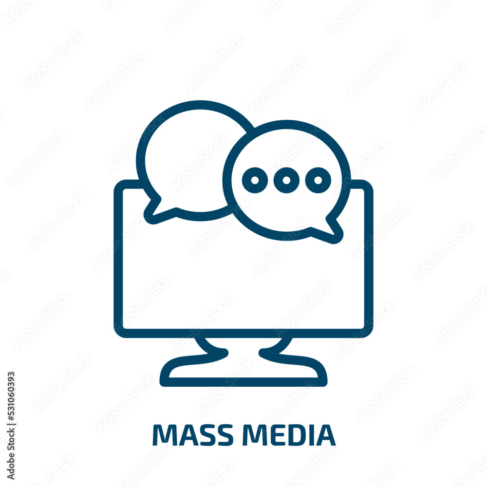 mass media icon from social media marketing collection. Thin linear mass media, media, tv outline icon isolated on white background. Line vector mass media sign, symbol for web and mobile mass media icon from social media marketing collection. Thin linear mass media, media, tv outline icon isolated on white background. Line vector mass media sign, symbol for web and mobile