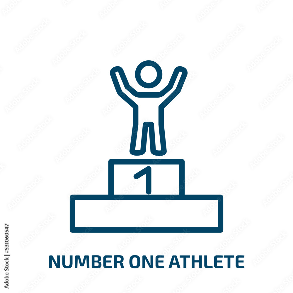 number one athlete icon from sports collection. Thin linear number one athlete, sport, competition outline icon isolated on white background. Line vector number one athlete sign, symbol for web and number one athlete icon from sports collection. Thin linear number one athlete, sport, competition outline icon isolated on white background. Line vector number one athlete sign, symbol for web and