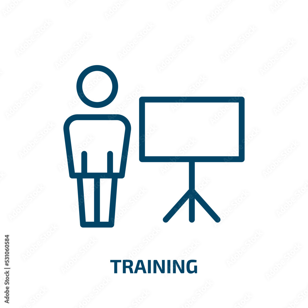 training icon from sport collection. Thin linear training, education, school outline icon isolated on white background. Line vector training sign, symbol for web and mobile training icon from sport collection. Thin linear training, education, school outline icon isolated on white background. Line vector training sign, symbol for web and mobile