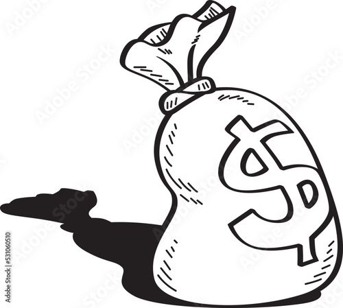 Money bag with dollar sign, vector illustration