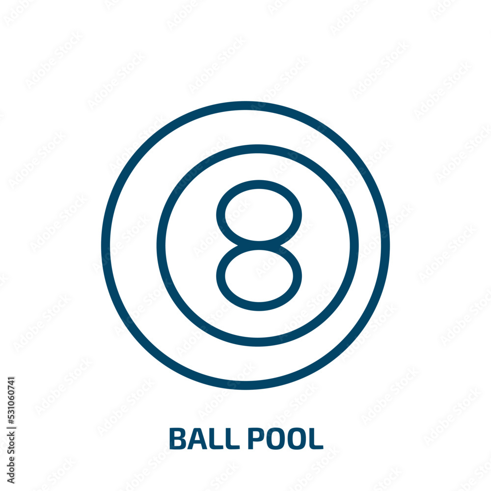 ball pool icon from sports collection. Thin linear ball pool, pool, ball outline icon isolated on white background. Line vector ball pool sign, symbol for web and mobile