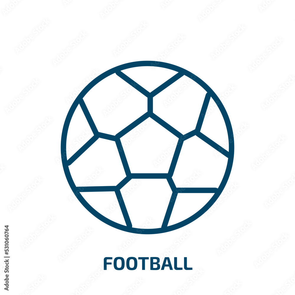 Fototapeta premium football icon from sport collection. Thin linear football, ball, soccer outline icon isolated on white background. Line vector football sign, symbol for web and mobile