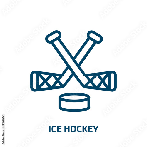 ice hockey icon from sport collection. Thin linear ice hockey, ice, hockey outline icon isolated on white background. Line vector ice hockey sign, symbol for web and mobile