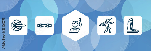 boxing outline icon set isolated on blue abstract background. thin line icons such as crank, diving belt, committee, javelin, boxing shoe vector. can be used for web and mobile.