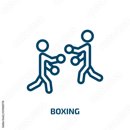 boxing icon from sport collection. Thin linear boxing, cartoon, fight outline icon isolated on white background. Line vector boxing sign, symbol for web and mobile