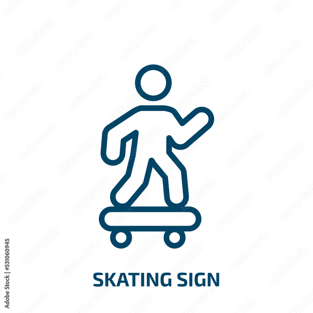 skating sign icon from sports collection. Thin linear skating sign, skate, sport outline icon isolated on white background. Line vector skating sign sign, symbol for web and mobile