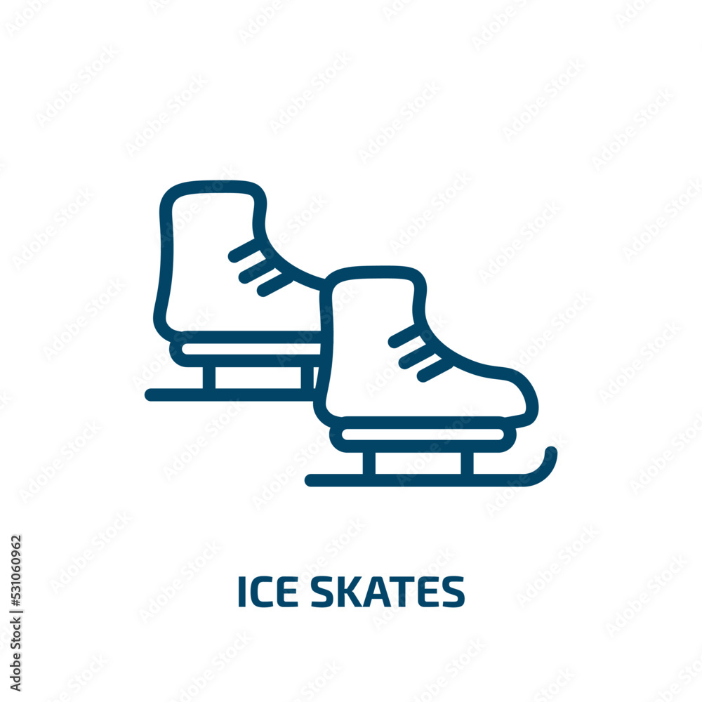 ice skates icon from sports collection. Thin linear ice skates, ice, season outline icon isolated on white background. Line vector ice skates sign, symbol for web and mobile ice skates icon from sports collection. Thin linear ice skates, ice, season outline icon isolated on white background. Line vector ice skates sign, symbol for web and mobile