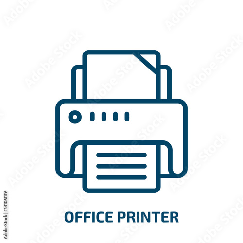 office printer icon from technology collection. Thin linear office printer, office, printer outline icon isolated on white background. Line vector office printer sign, symbol for web and mobile