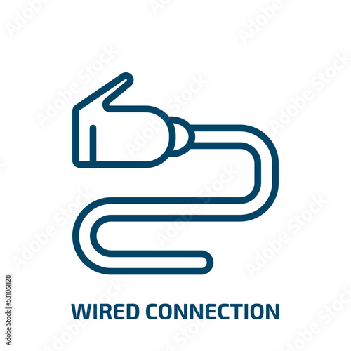 wired connection icon from technology collection. Thin linear wired connection, technology, connection outline icon isolated on white background. Line vector wired connection sign, symbol for web and