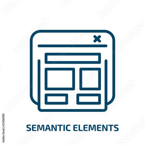semantic elements icon from technology collection. Thin linear semantic elements, vector, flat outline icon isolated on white background. Line vector semantic elements sign, symbol for web and mobile