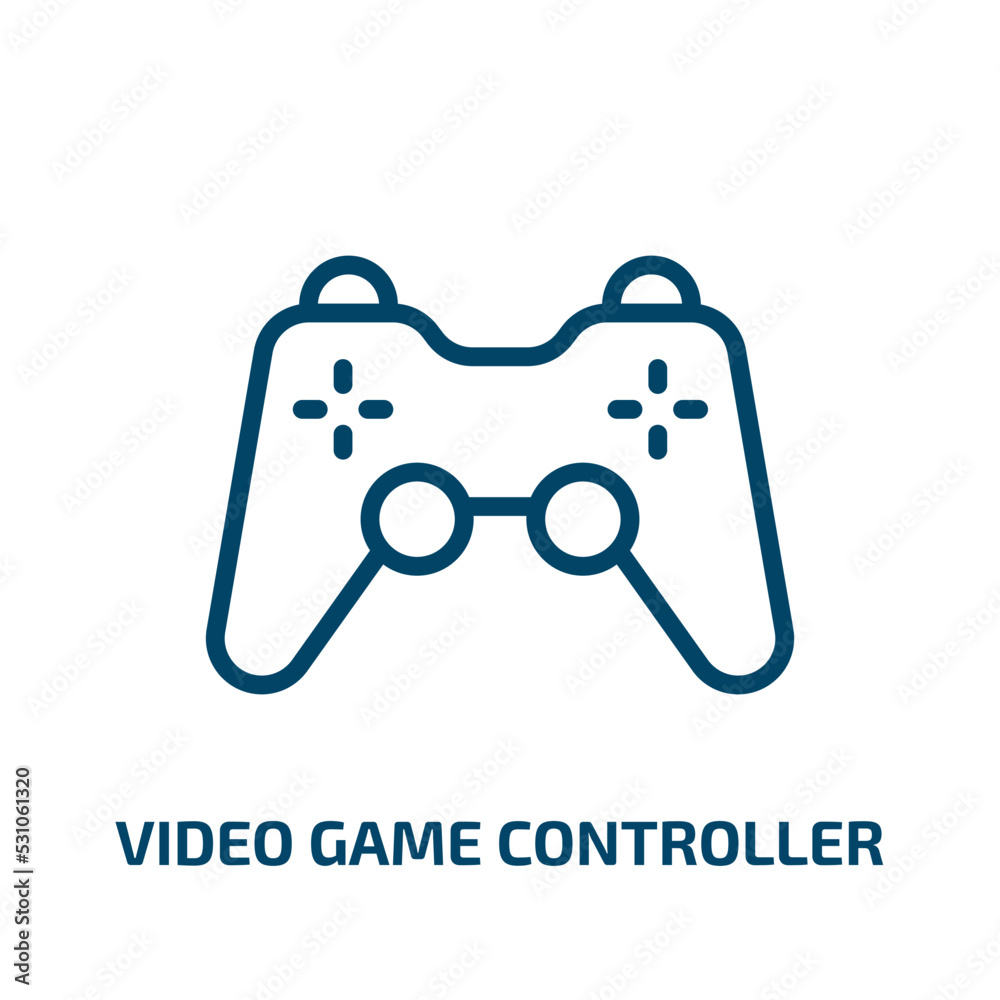 video game controller icon from technology collection. Thin linear video game controller, play, game outline icon isolated on white background. Line vector video game controller sign, symbol for web video game controller icon from technology collection. Thin linear video game controller, play, game outline icon isolated on white background. Line vector video game controller sign, symbol for web