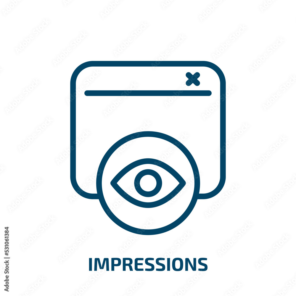 impressions icon from technology collection. Thin linear impressions, impression, sticker outline icon isolated on white background. Line vector impressions sign, symbol for web and mobile